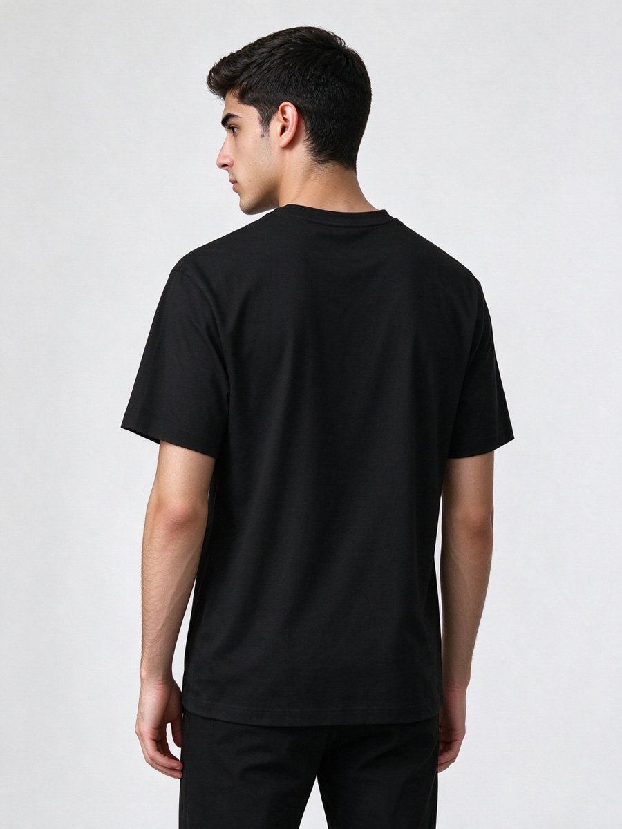 Men Black Cotton Graphic T-Shirt
