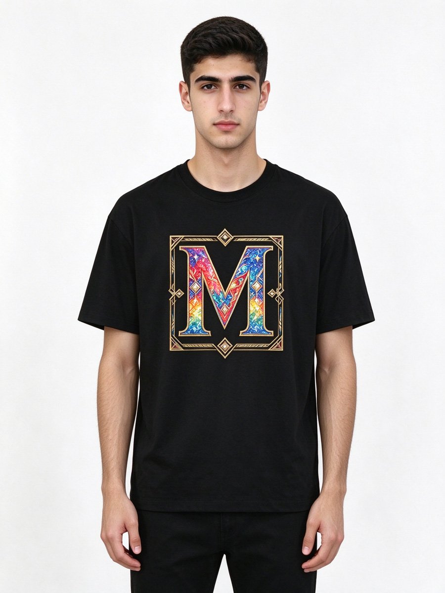 Men Black Galaxy Wolf T-Shirt