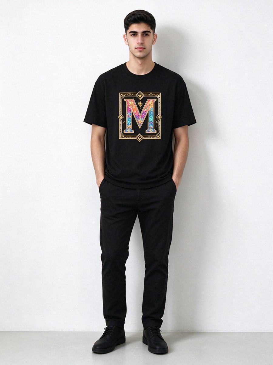 Men Black Galaxy Wolf T-Shirt