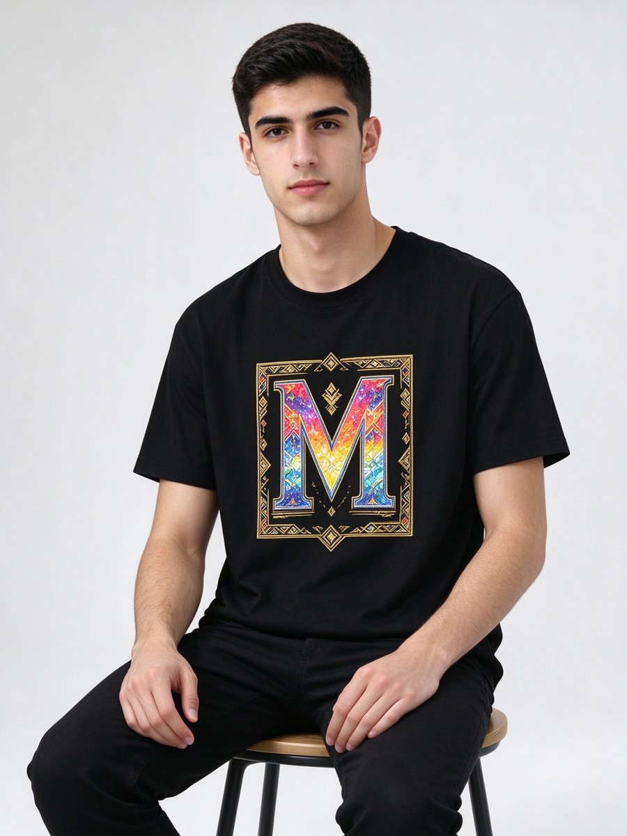 Men Black Galaxy Wolf T-Shirt