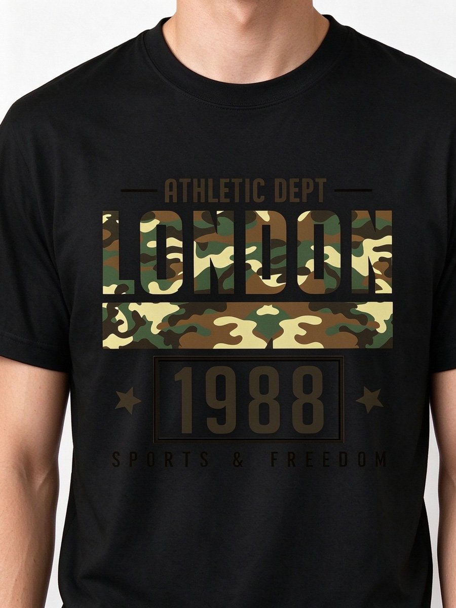 Men Black Knitted Graphic T-Shirt