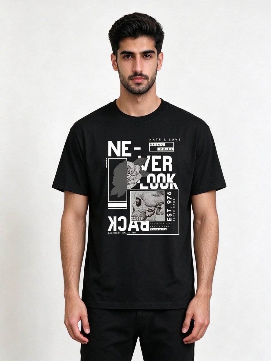 Men Black Graphic T-Shirt
