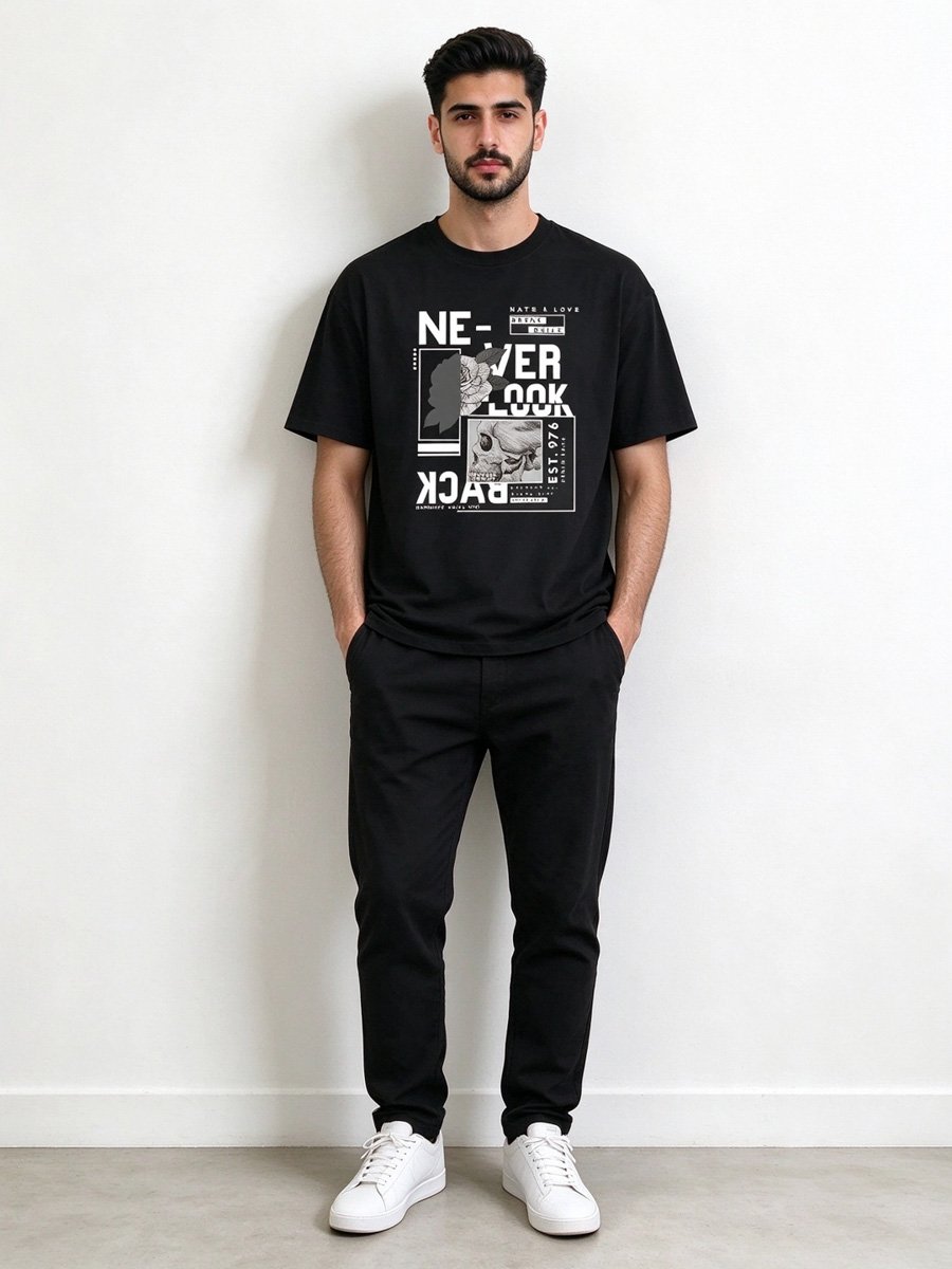 Men Black Graphic T-Shirt