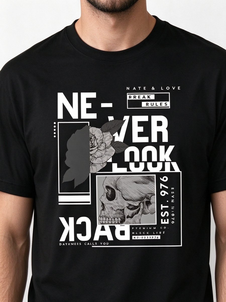 Men Black Graphic T-Shirt