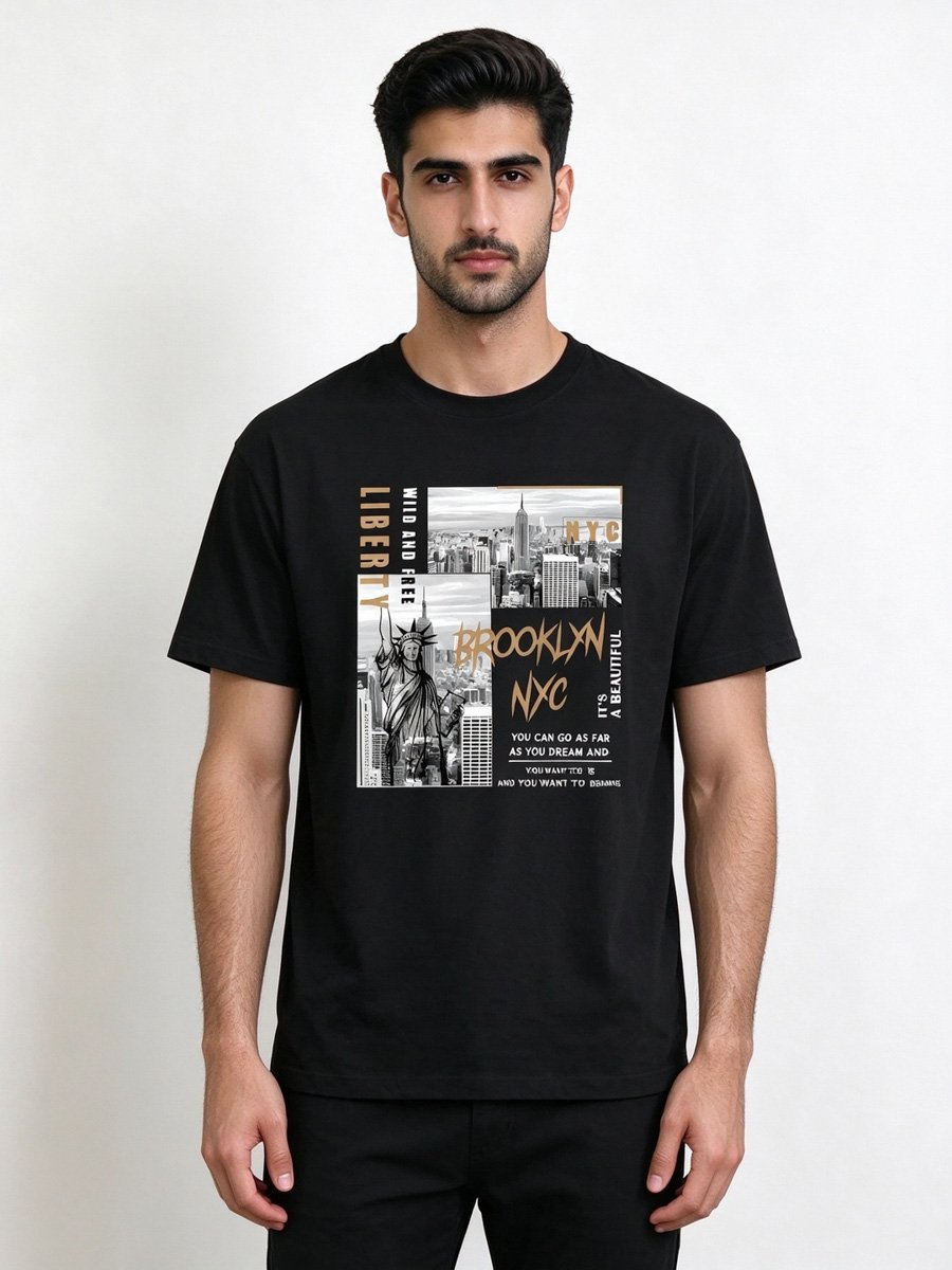 Men Black Brooklyn NYC Graphic T-Shirt