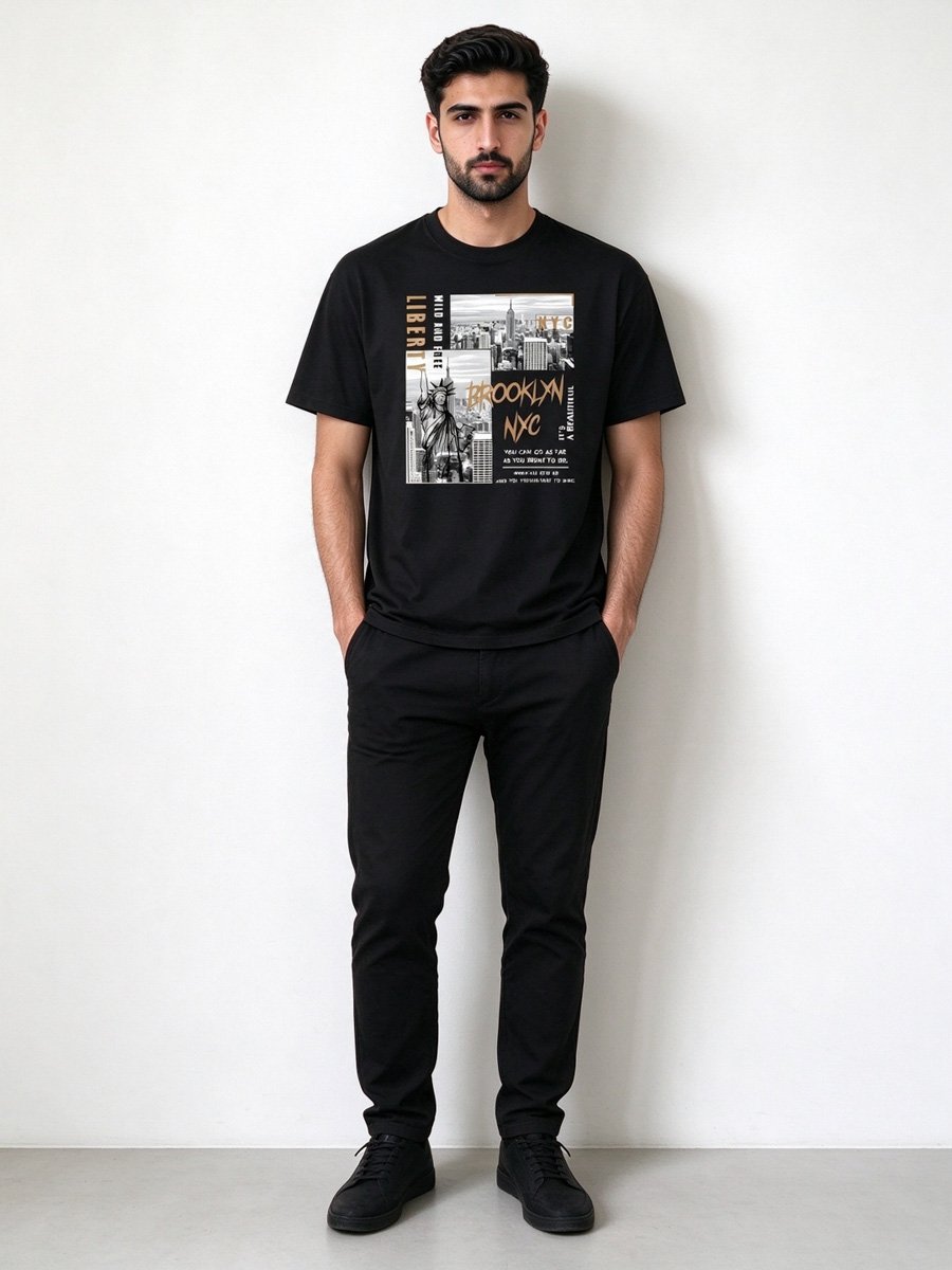 Men Black Brooklyn NYC Graphic T-Shirt