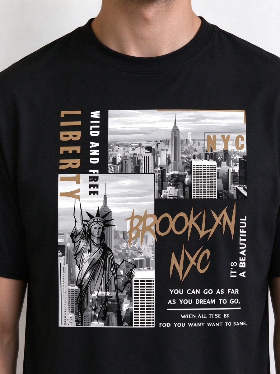 Men Black Brooklyn NYC Graphic T-Shirt