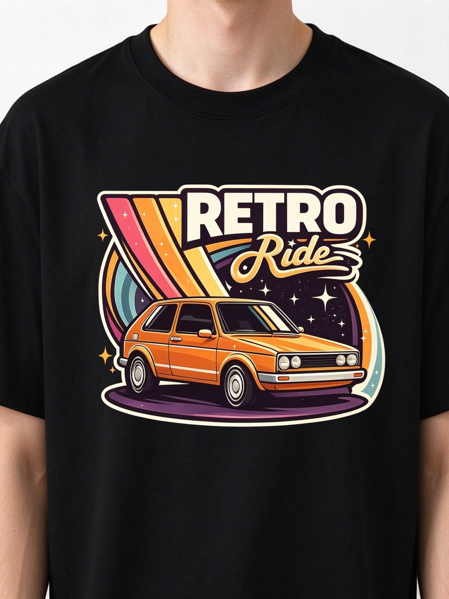 Men Black Loose-Fit Graphic T-Shirt