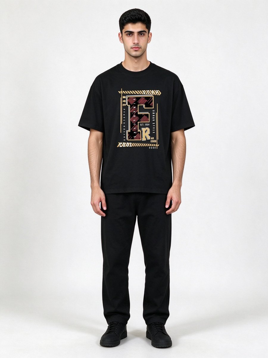 Men Black Graphic T-Shirt