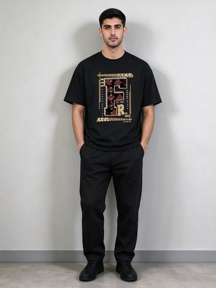 Men Black Graphic T-Shirt