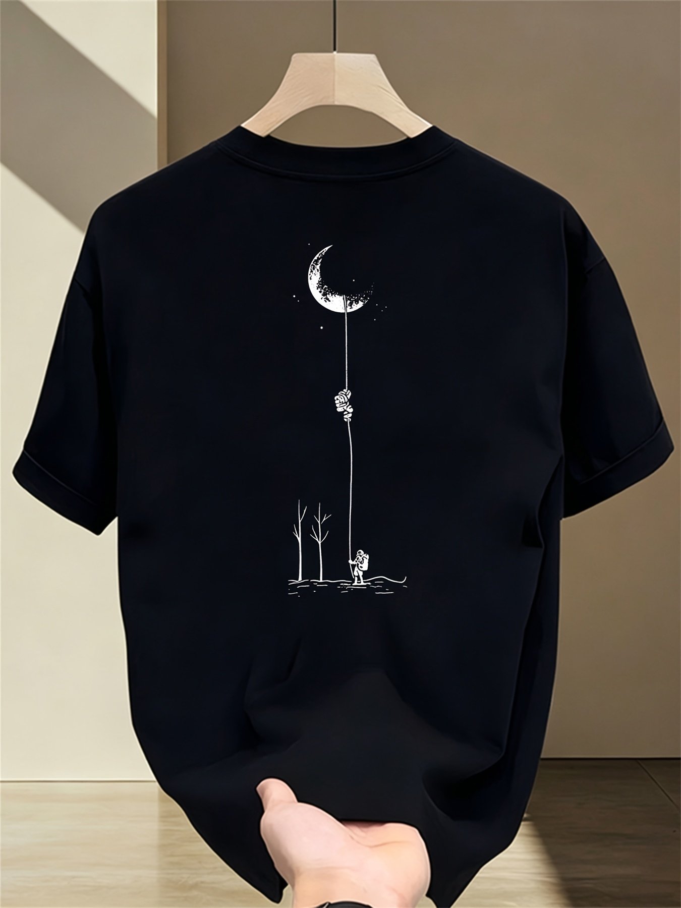 Black Graphic Round Neck Loose Fit T-Shirt