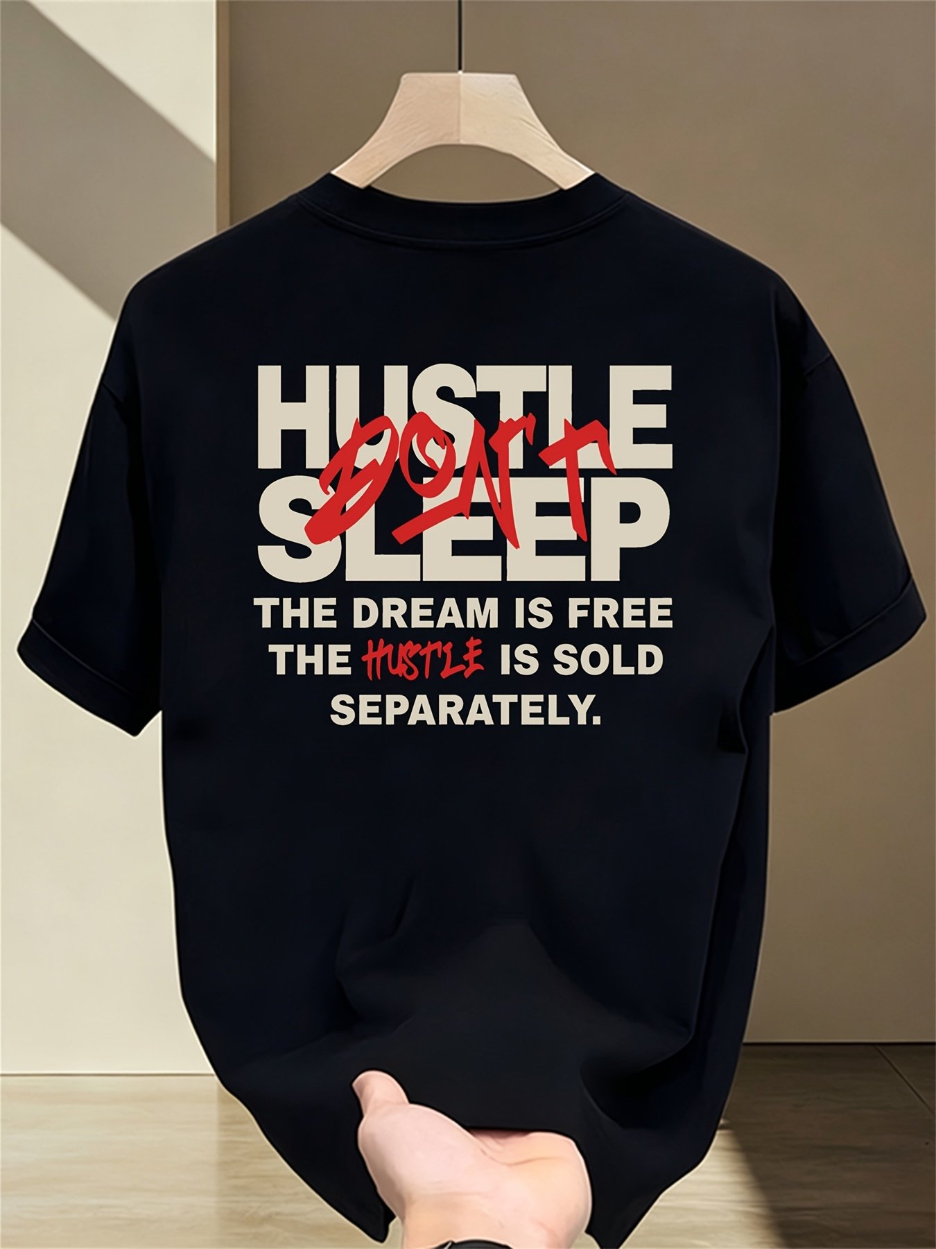 Black Graphic Round Neck Loose Fit T-Shirt