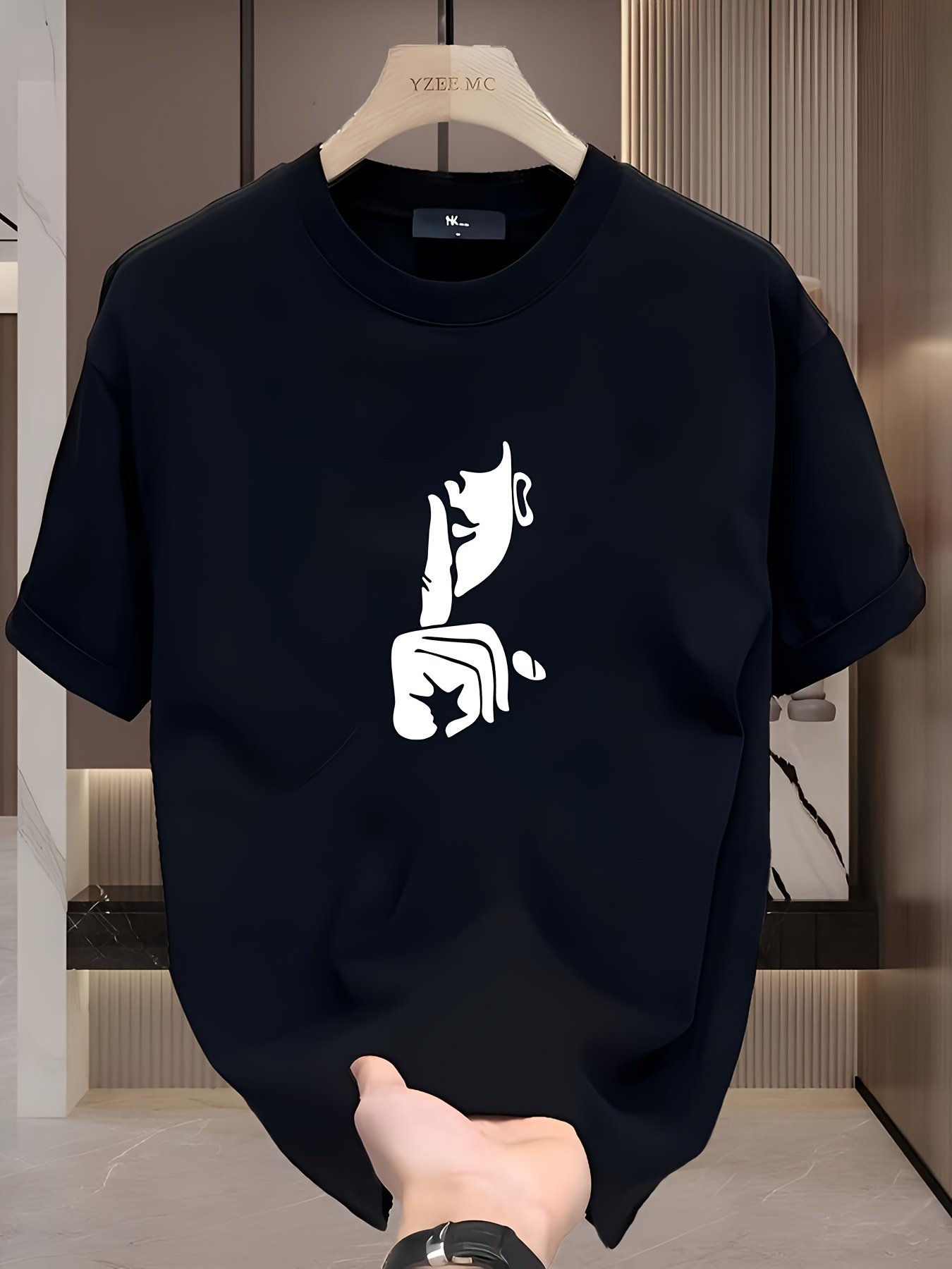 Black Graphic Round Neck Loose Fit T-Shirt