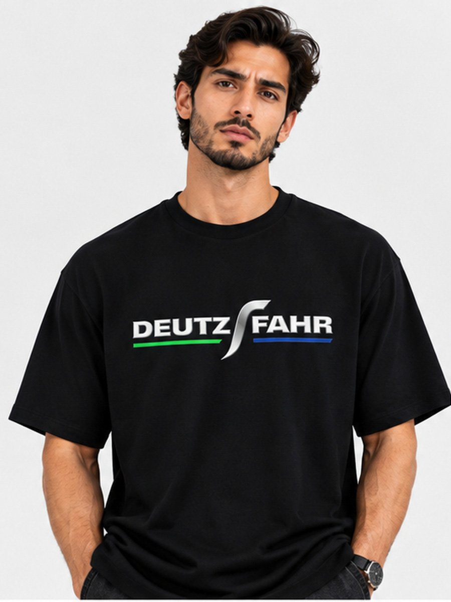Men Black Knitted Graphic T-Shirt