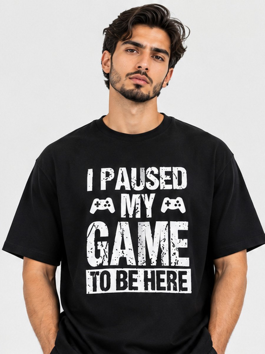 Men Black Gamer Graphic T-Shirt