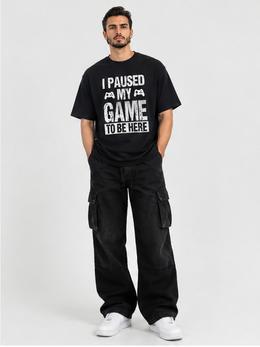 Men Black Gamer Graphic T-Shirt