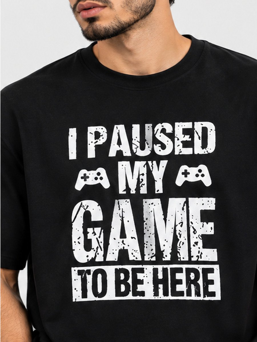 Men Black Gamer Graphic T-Shirt