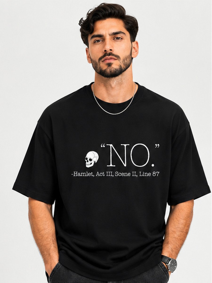 Men Black Cotton No Skull Graphic T-Shirt