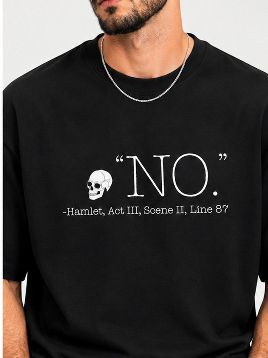 Men Black Cotton No Skull Graphic T-Shirt