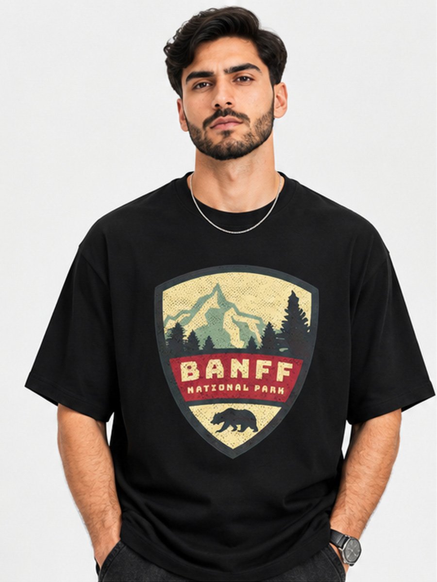 Men Black Banff National Park Graphic T-Shirt