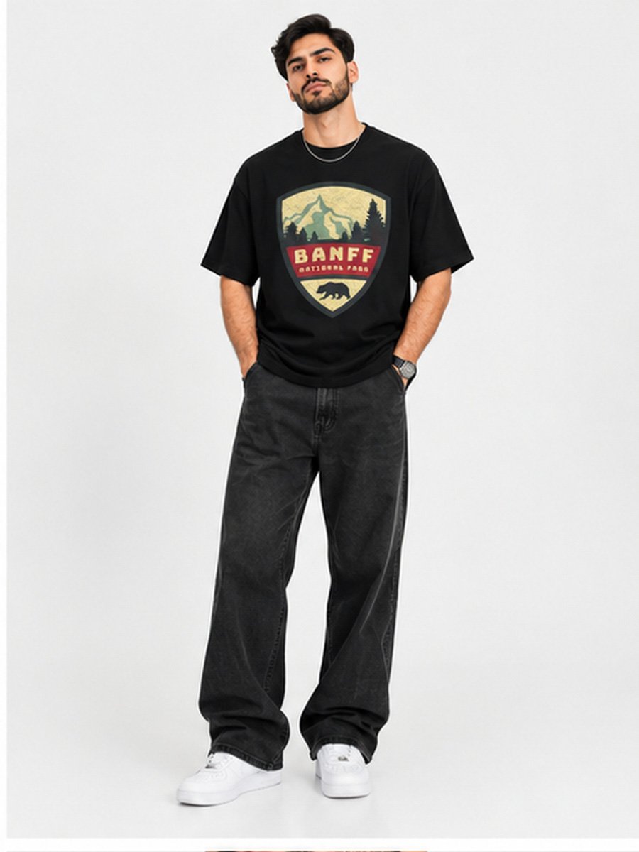 Men Black Banff National Park Graphic T-Shirt