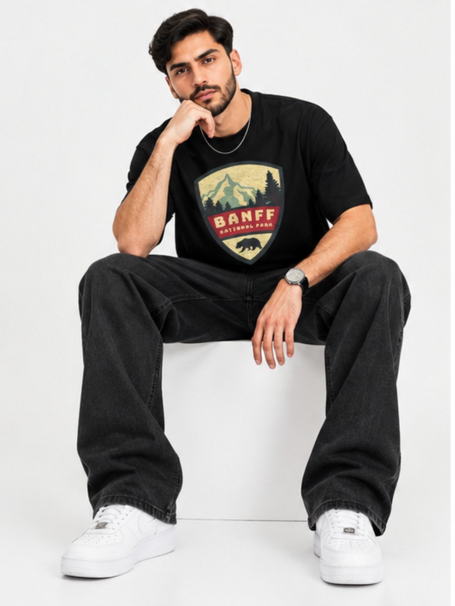 Men Black Banff National Park Graphic T-Shirt