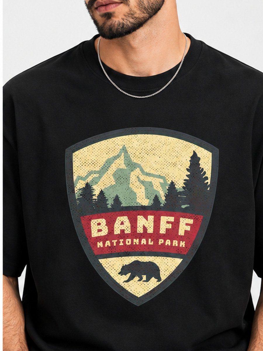 Men Black Banff National Park Graphic T-Shirt