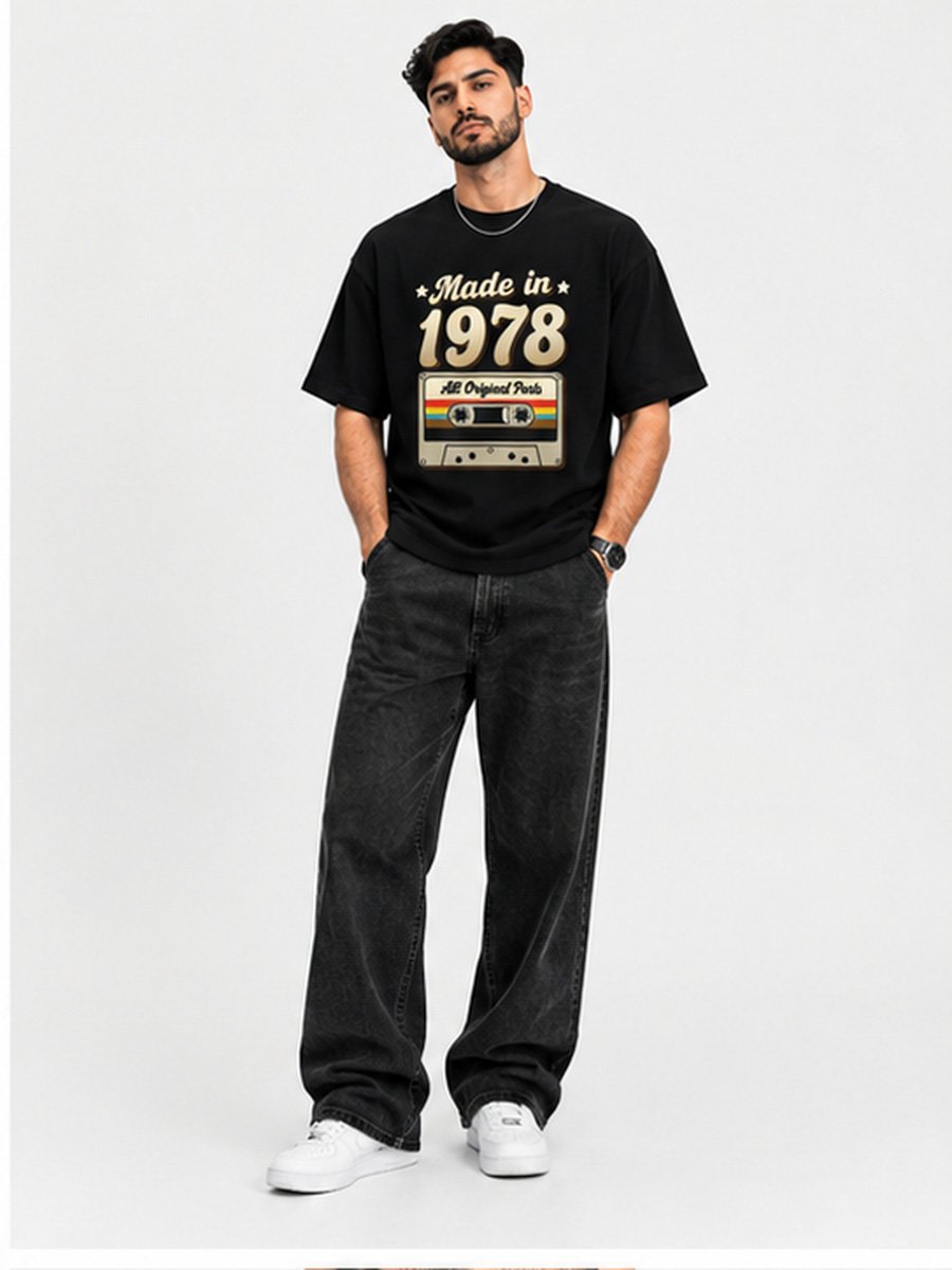 Vintage 1978 Made In All Original Parts Cassette Black T-Shirt