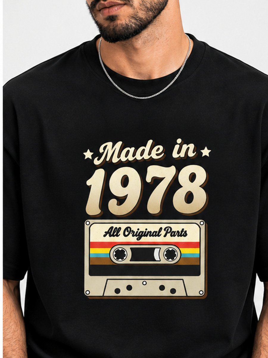 Vintage 1978 Made In All Original Parts Cassette Black T-Shirt