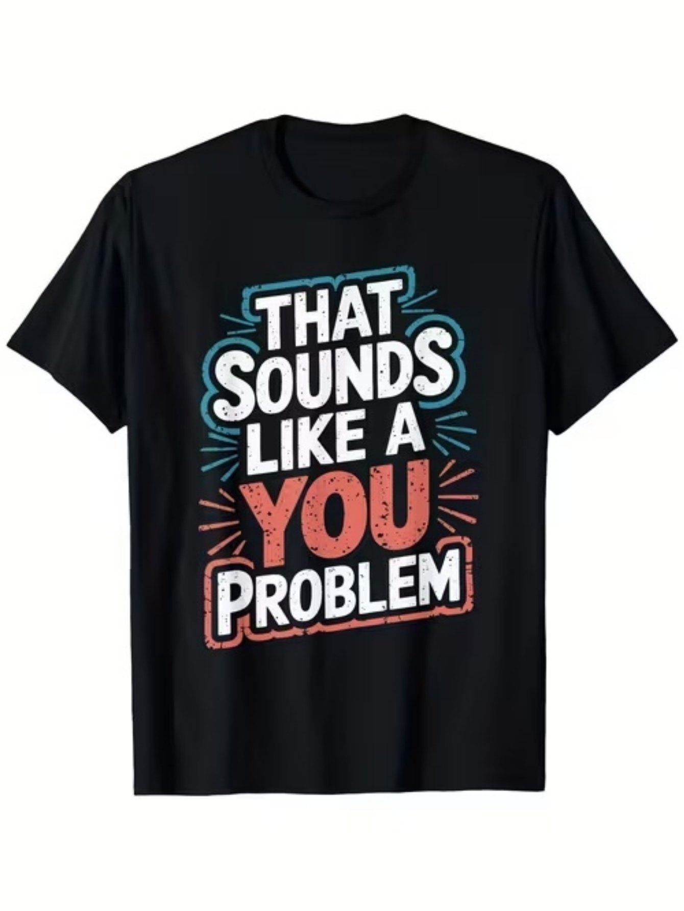 Black Graphic Round Neck Regular T-Shirt