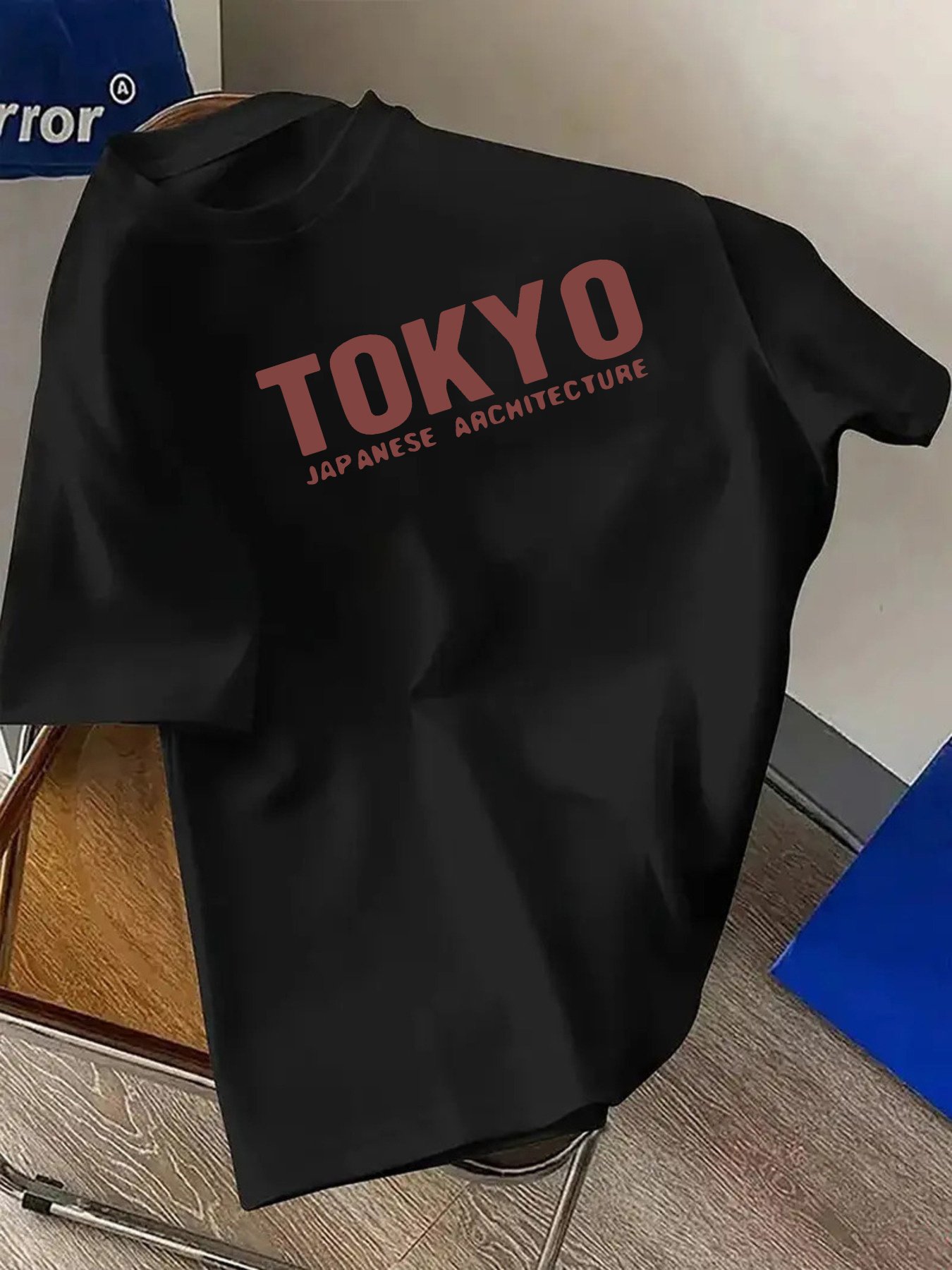 Black Graphic Round Neck Loose Fit T-Shirt