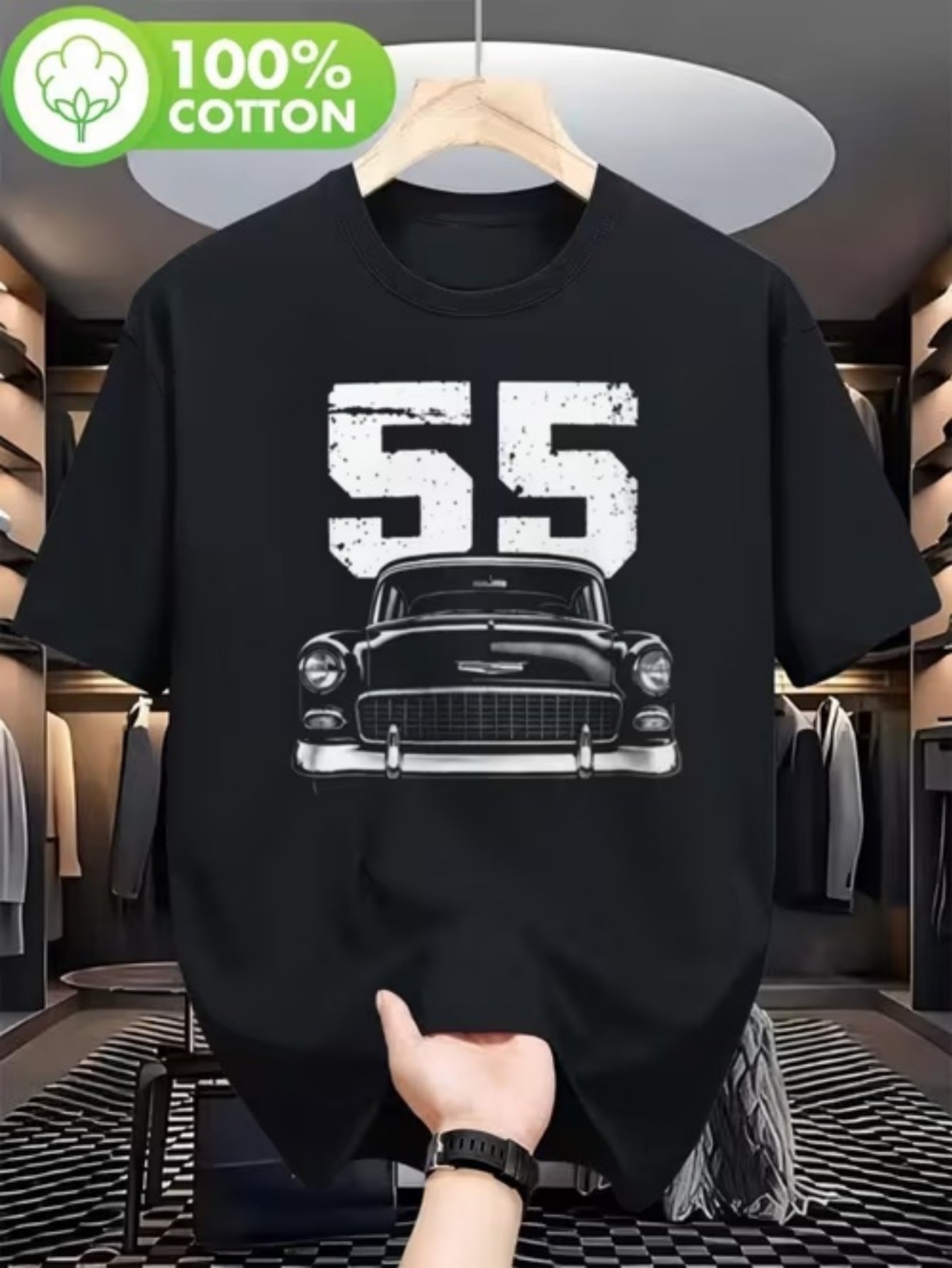 Black Graphic Round Neck Loose Fit T-Shirt