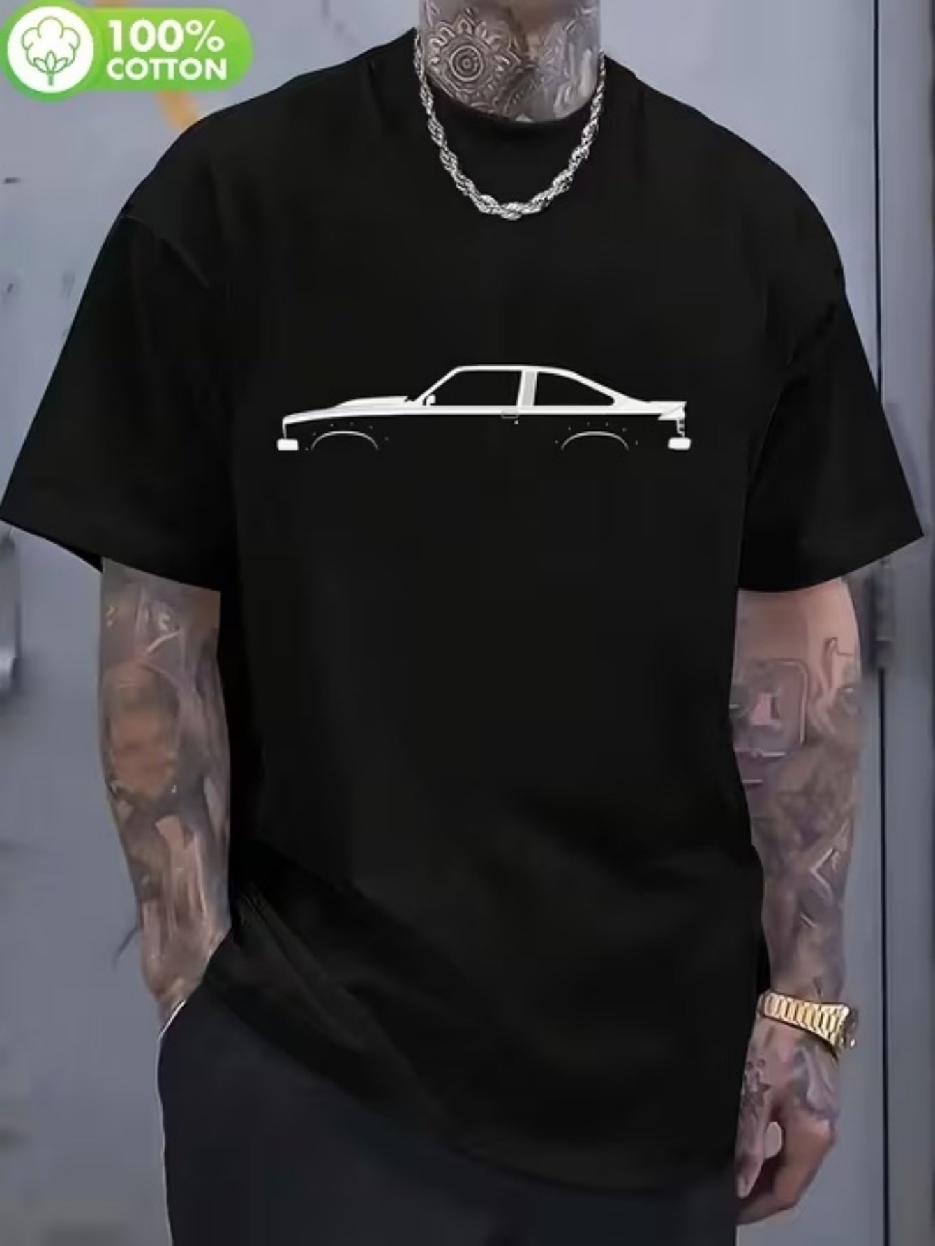 Black Graphic Round Neck Loose Fit T-Shirt