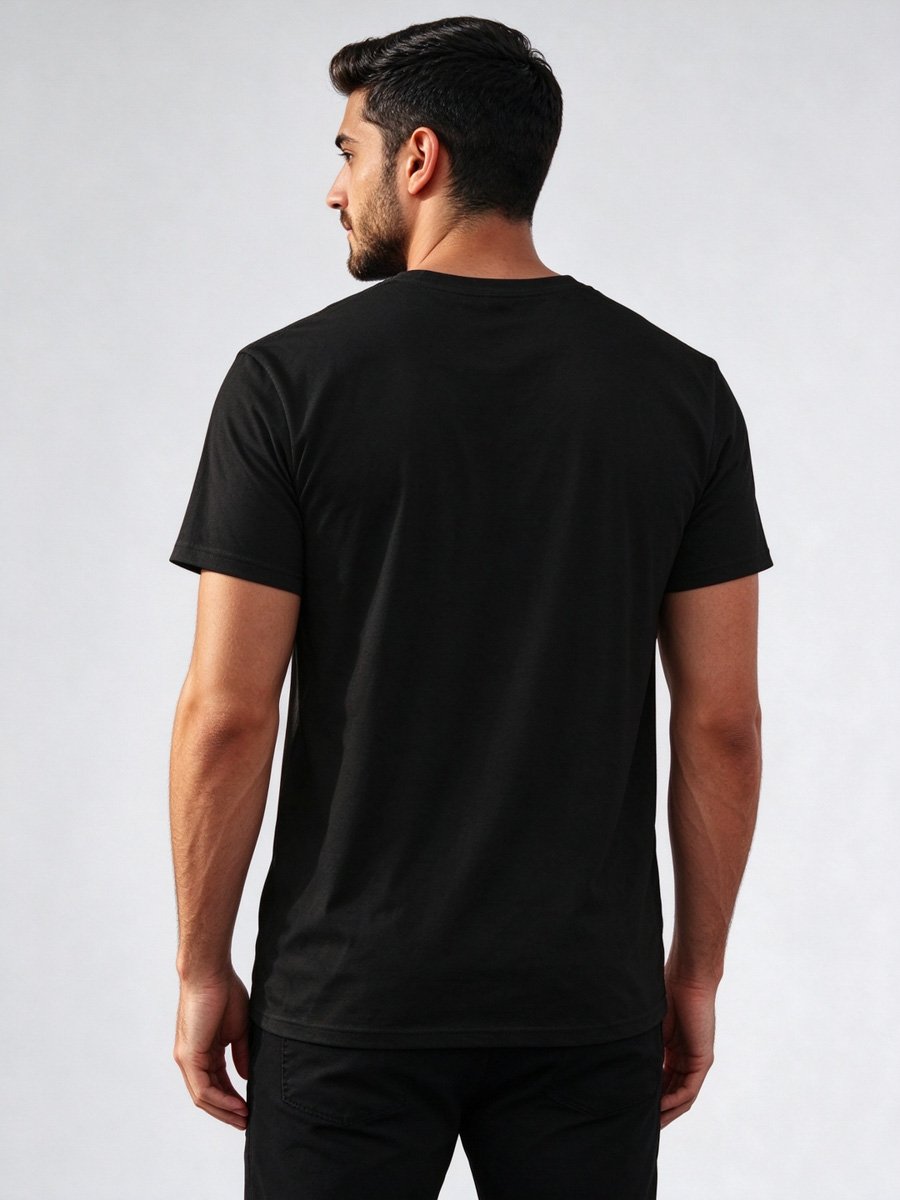 Men Black Cotton Graphic T-Shirt