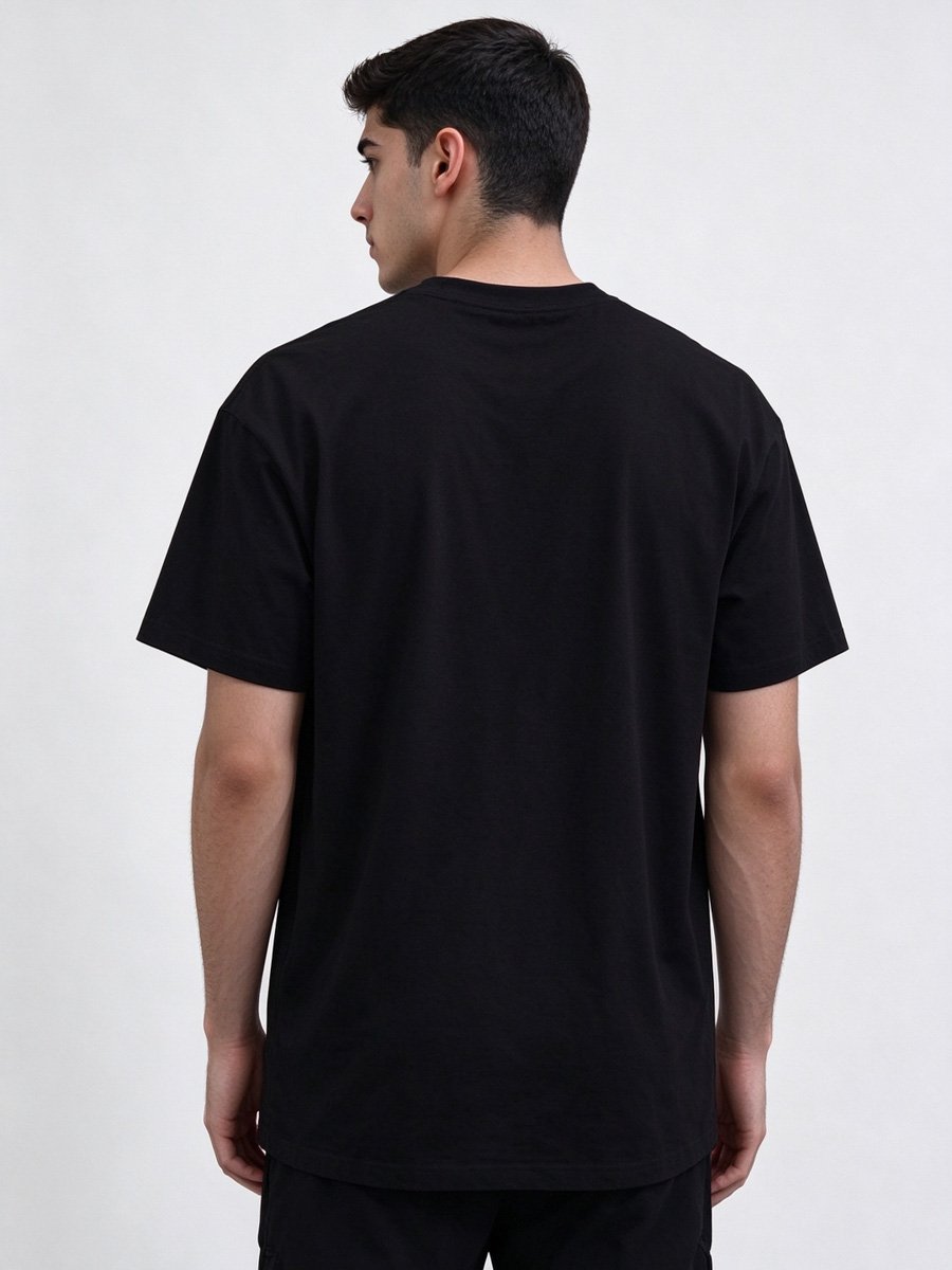 Men Black Knitted Car Graphic T-Shirt