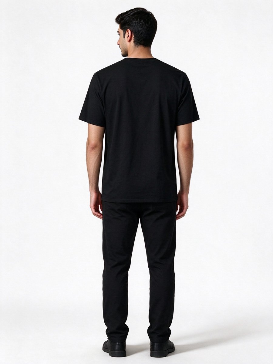 Men Black Tree of Life and Moon Phases Graphic T-Shirt
