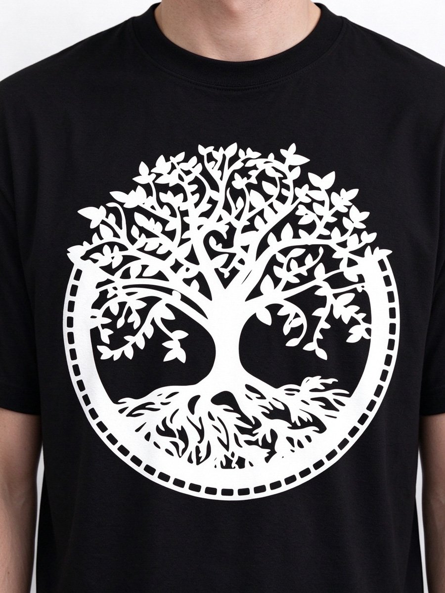 Men Black Tree of Life Graphic T-Shirt