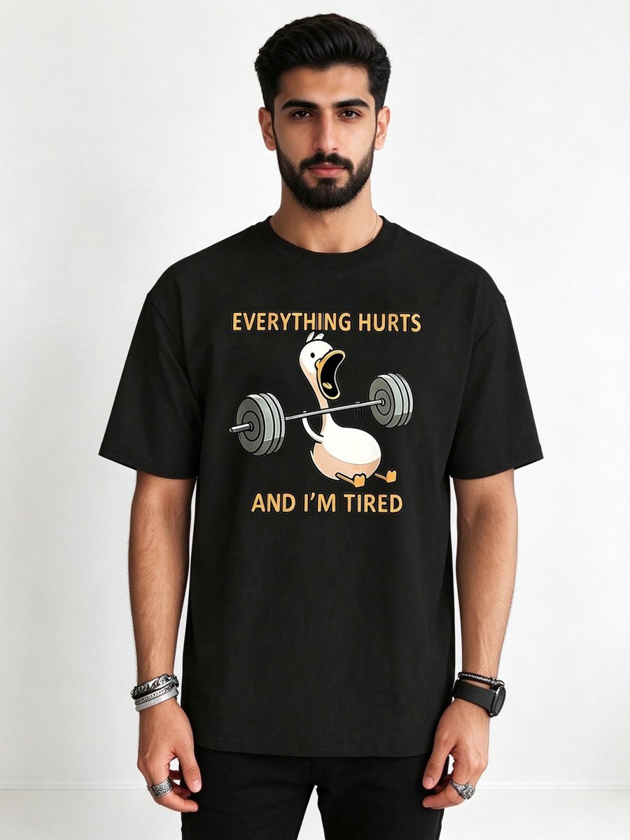 Men Black Cotton Graphic T-Shirt
