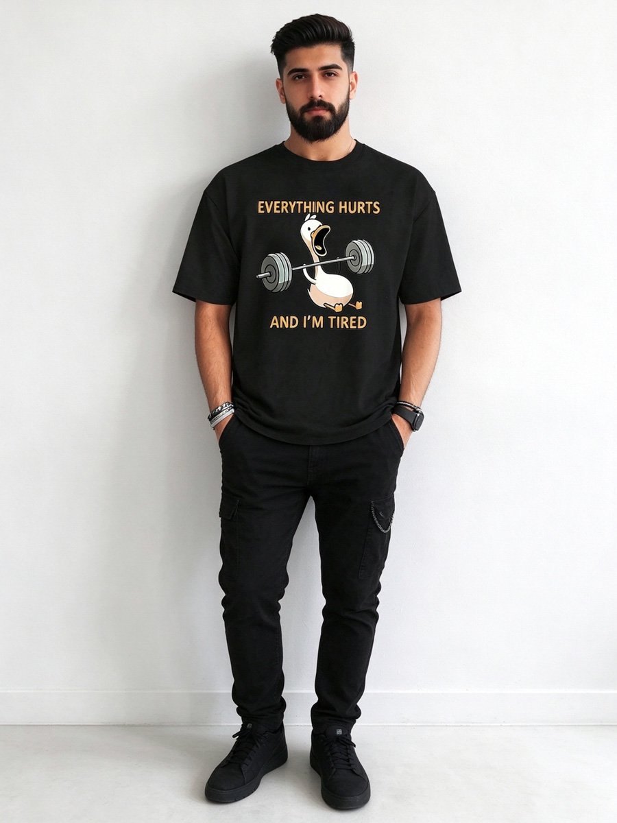 Men Black Cotton Graphic T-Shirt