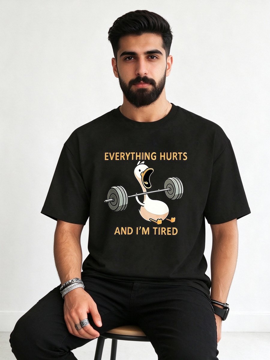 Men Black Cotton Graphic T-Shirt