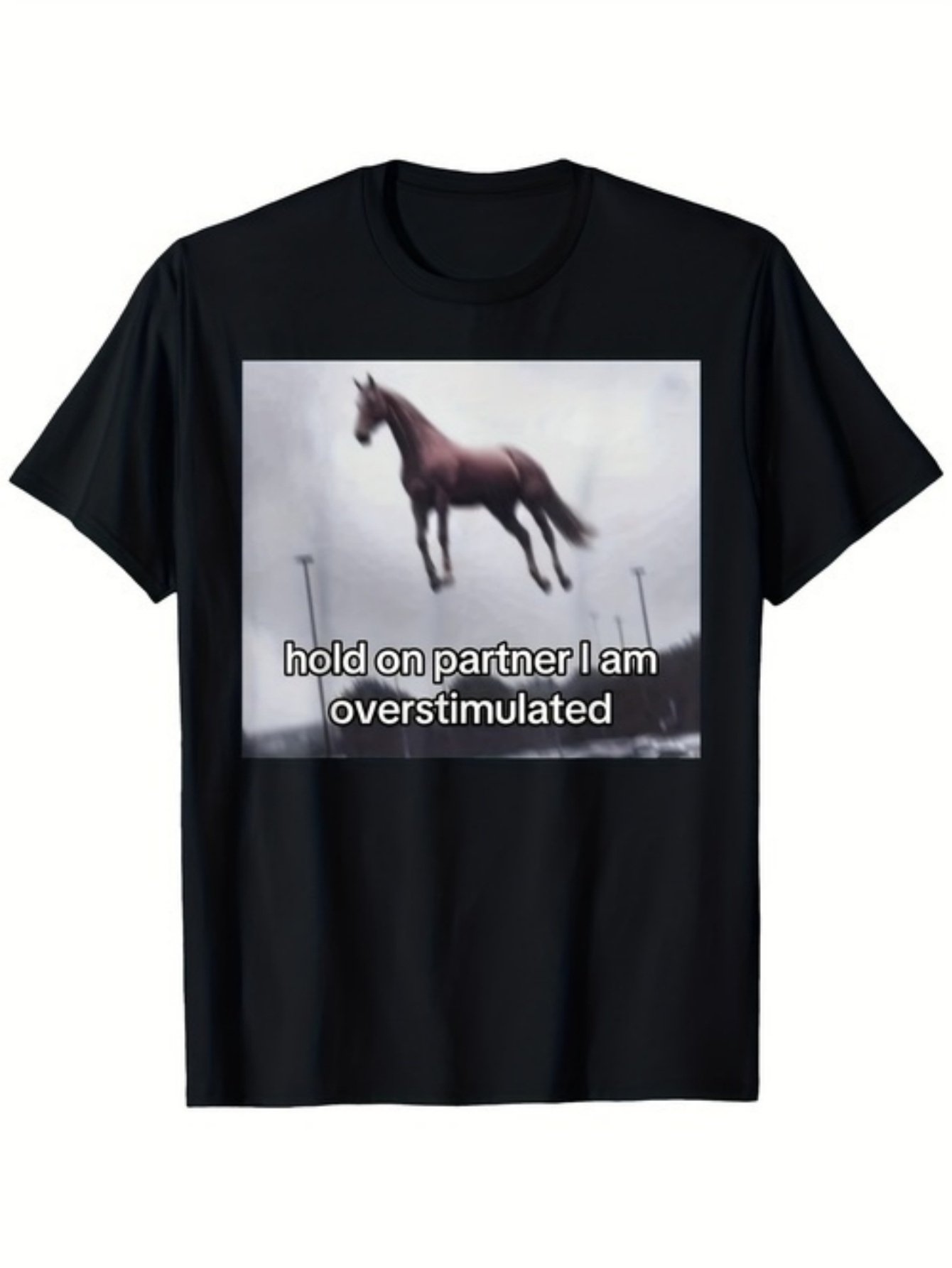 Black Graphic Round Neck Loose Fit T-Shirt