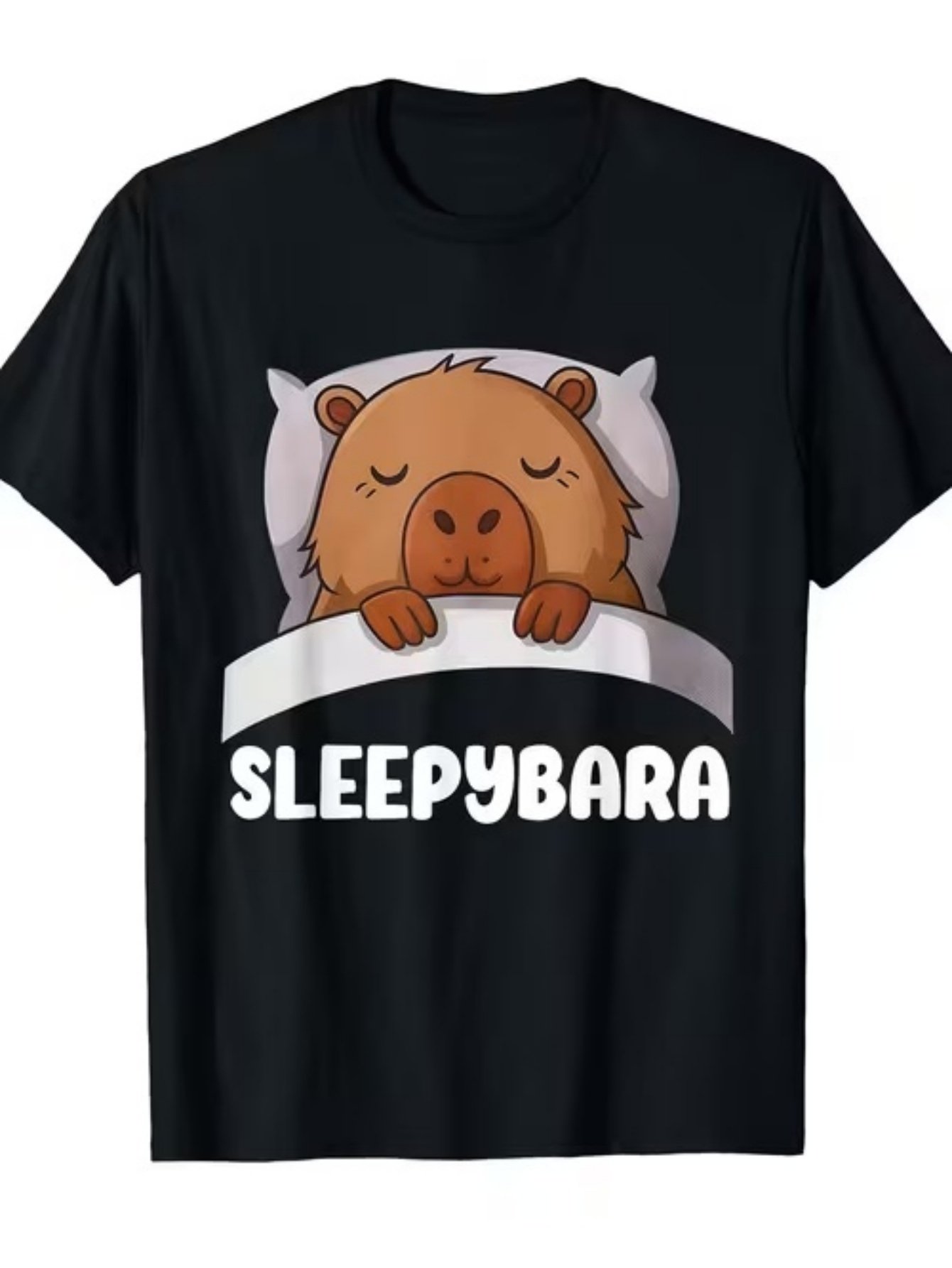 Black Graphic Round Neck Regular T-Shirt
