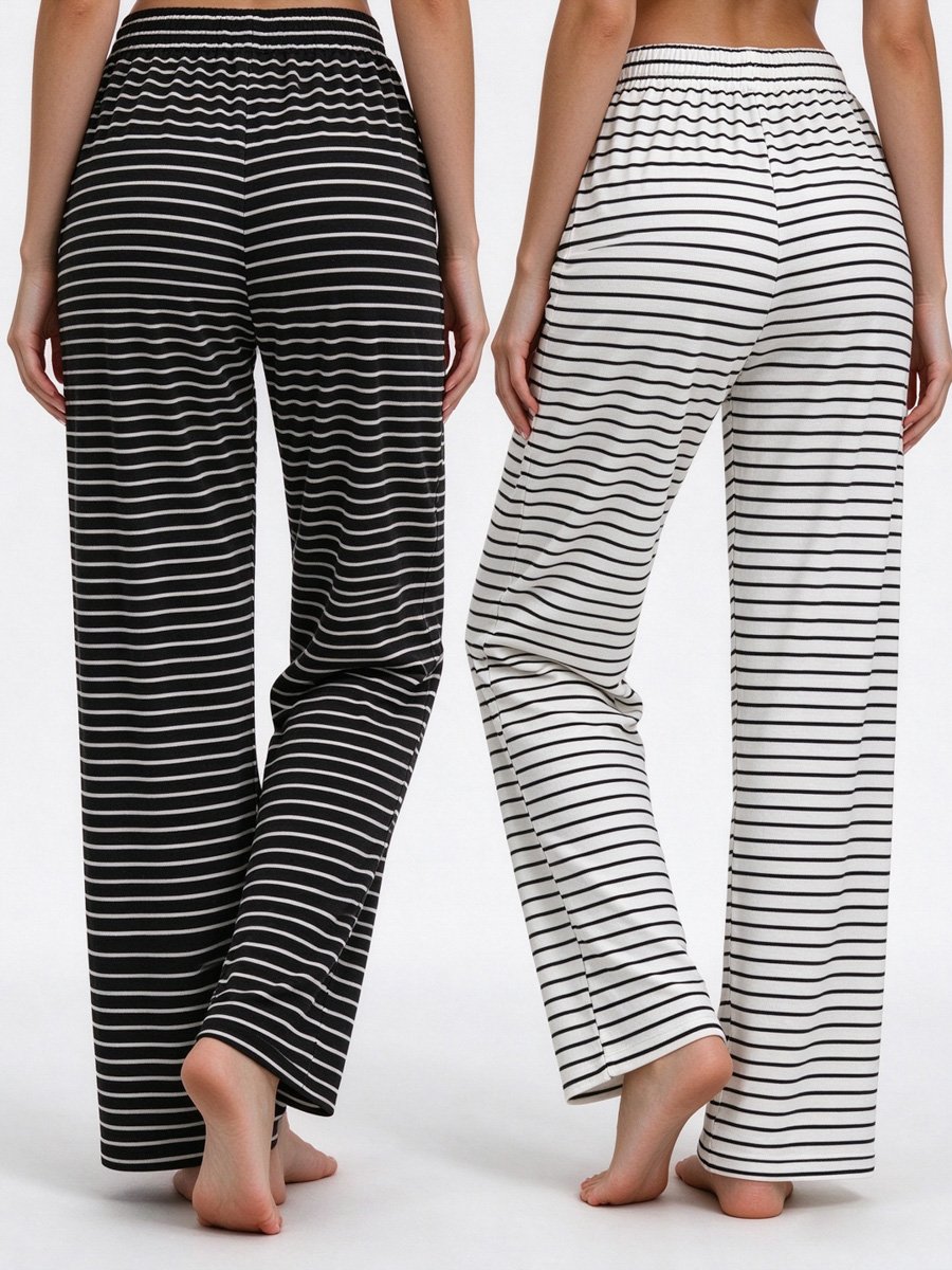 Pack of 2 - Striped Full-Length Straight Pyjama
