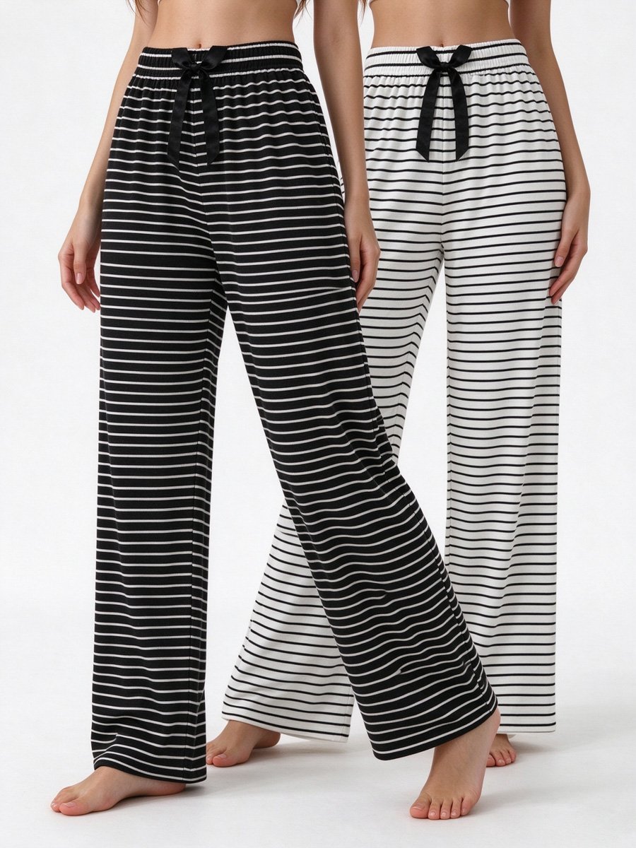Pack of 2 - Striped Full-Length Straight Pyjama