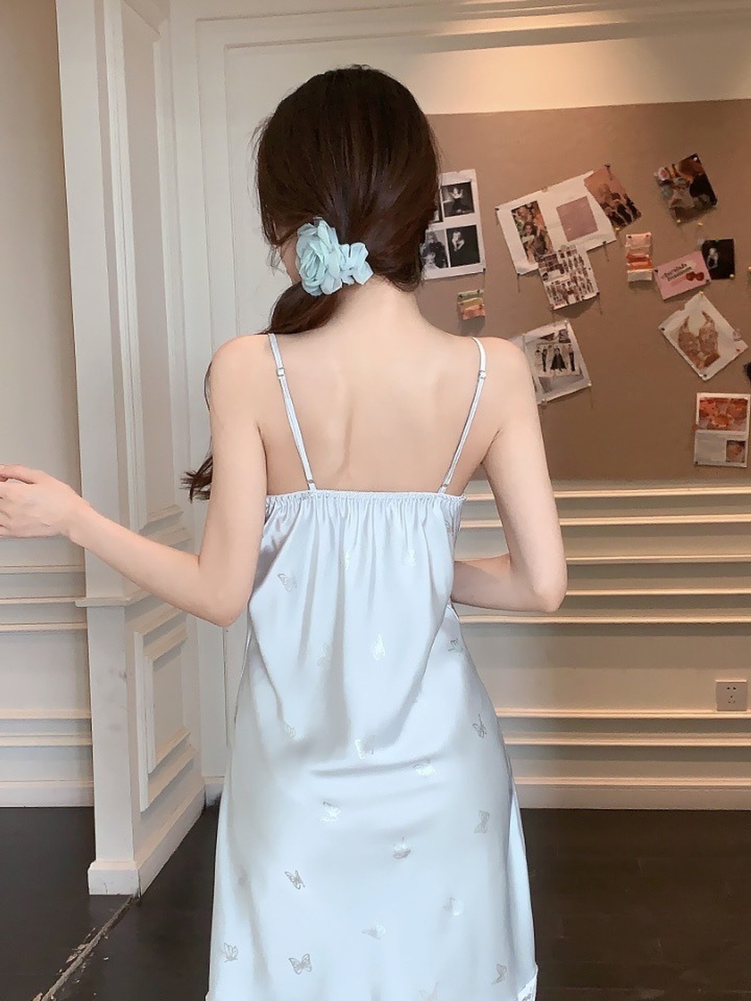 White Satin Slip Dress with Lace Trim