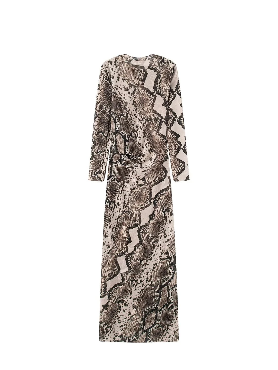 Multi Printed Round Neck A-Line Maxi Dress