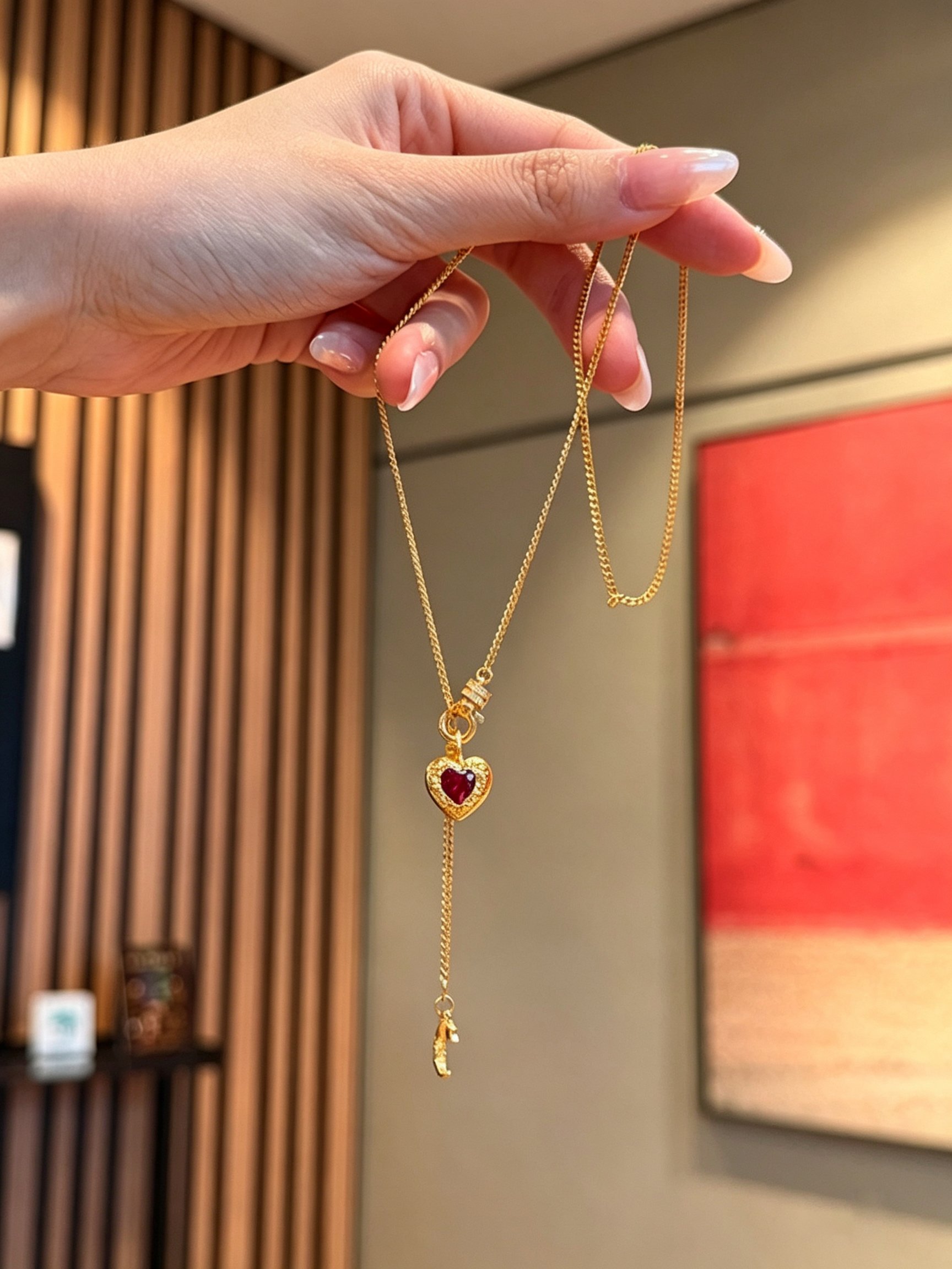 Gold Solid Pendant Necklace