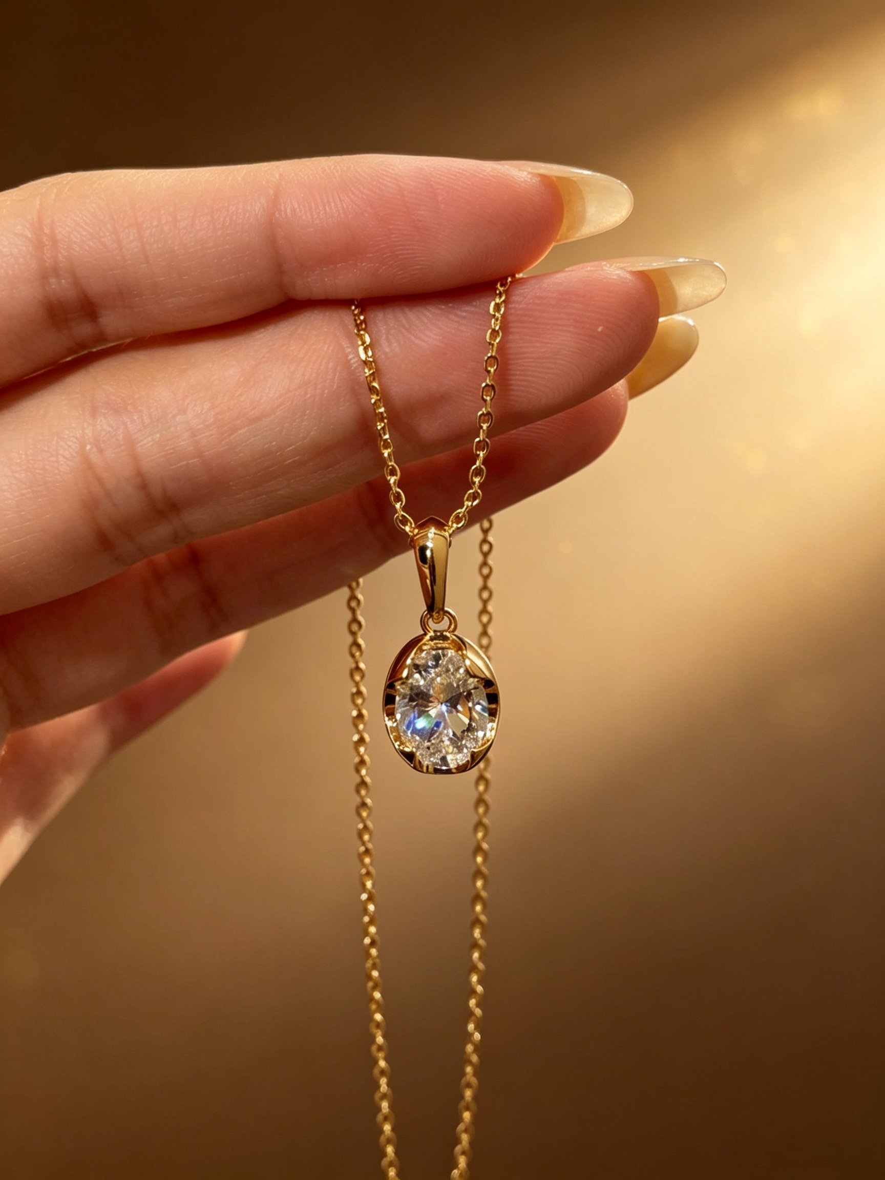 Gold Solid Pendant Necklace