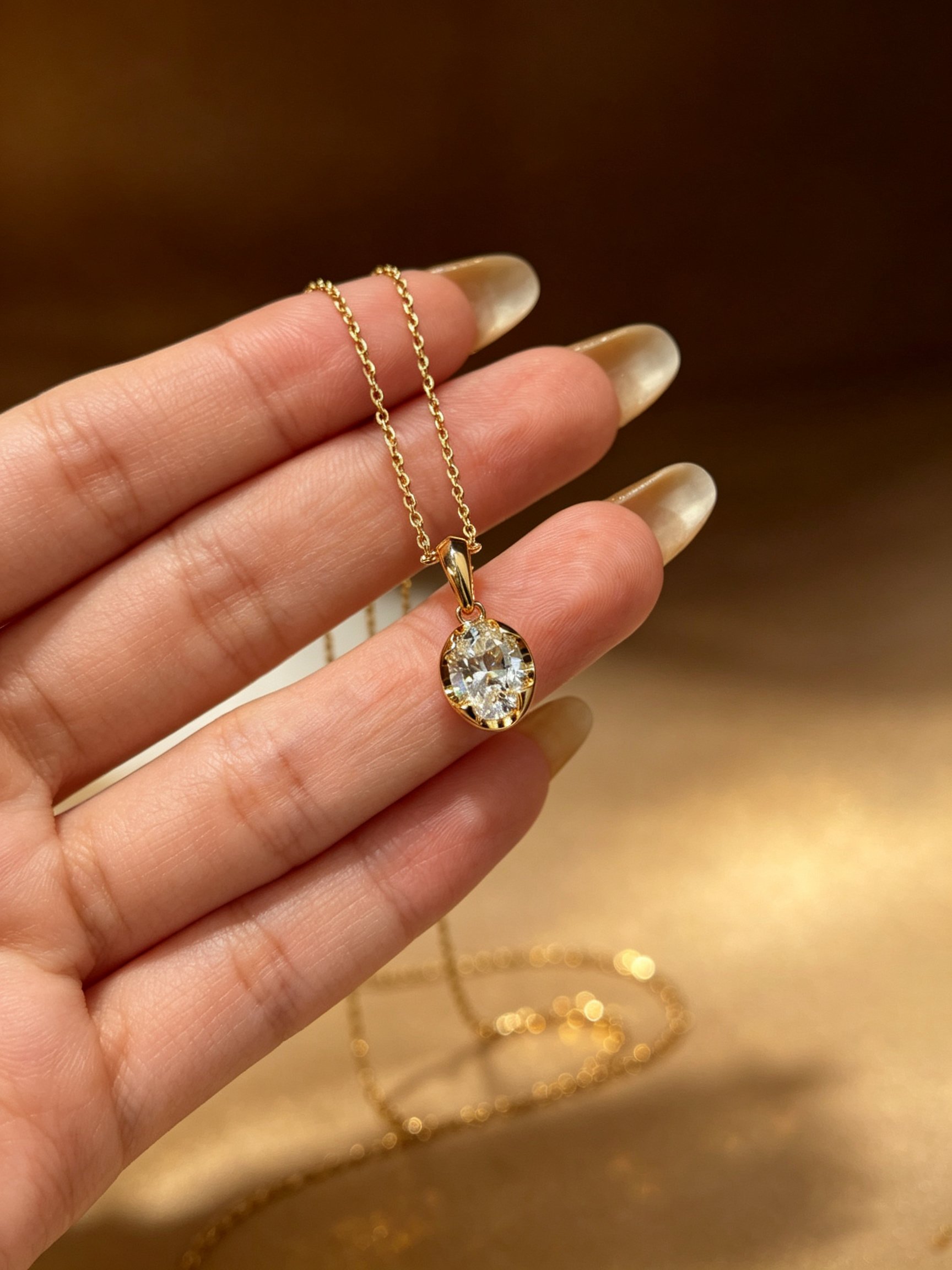 Gold Solid Pendant Necklace
