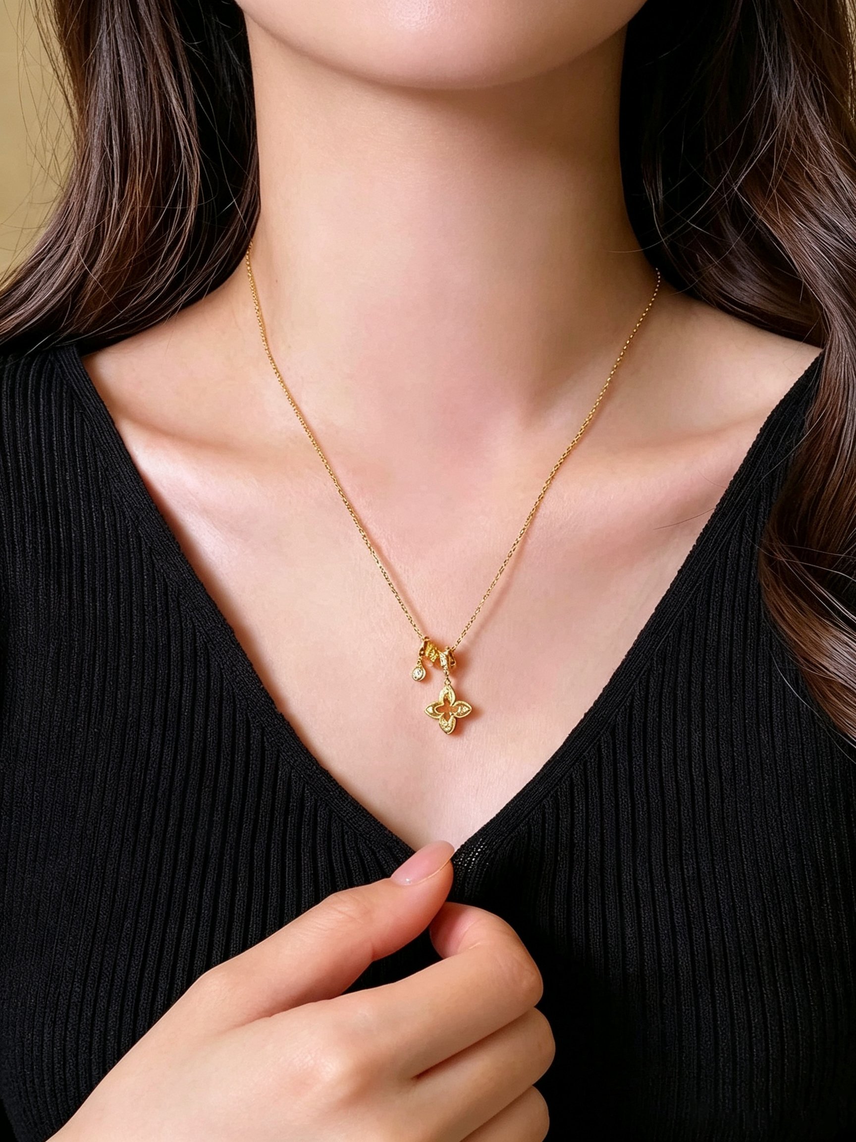 Gold Self Design Pendant Necklace